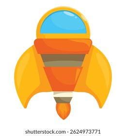 Cartoon spaceship flying through the vast expanse of space, propelled by its powerful engines