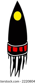 Cartoon spaceship with hull like squid isolated on white. Vector design element.