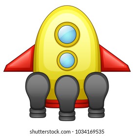Cartoon spaceship isolated on white background