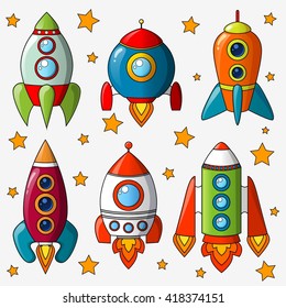 Similar Images, Stock Photos & Vectors of Cartoon spaceship isolated on