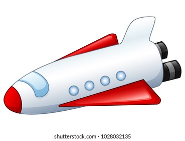 Cartoon spaceship isolated white background