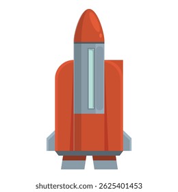 Cartoon spaceship with a porthole is ready for interstellar travel to discover new planets