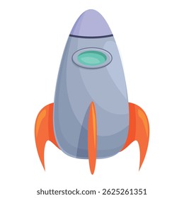 Cartoon spaceship is preparing to launch into the vast expanse of space