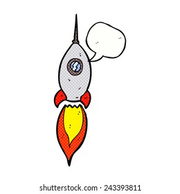 nave espacial de dibujos animados con burbuja de habla