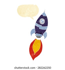 nave espacial de dibujos animados con burbuja de habla