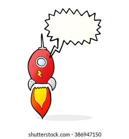 cartoon spaceship with speech bubble
