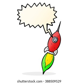 cartoon spaceship with speech bubble