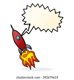 nave espacial de dibujos animados con burbuja de habla