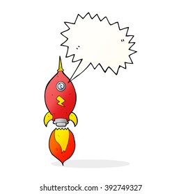 cartoon spaceship with speech bubble