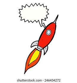 nave espacial de dibujos animados con burbuja de pensamientos