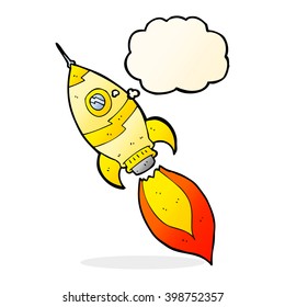 cartoon spaceship with thought bubble