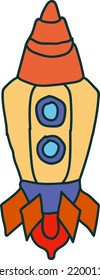 cartoon spaceship. UFO, spaceship and rocket vector flying saucer