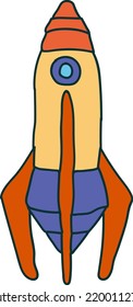 cartoon spaceship. UFO, spaceship and rocket vector flying saucer