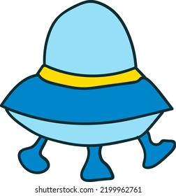 cartoon spaceship. UFO vector flying saucer, spaceship and rocket.