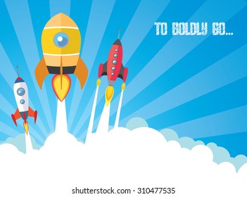 cartoon spaceships launch