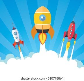 cartoon spaceships launch