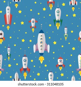 cartoon spaceships launch pattern
