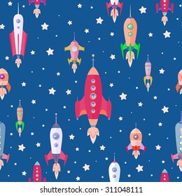 cartoon spaceships launch pattern