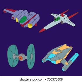 Cartoon spaceships. vector