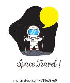 Cartoon Space-Traveler with Speech Bubble Vector Illustration