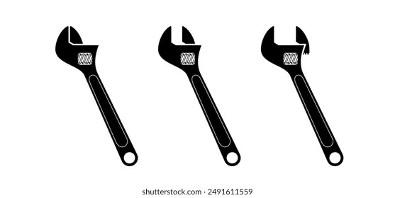 Cartoon spanner, adjustable-wrench or adjustable tensioner. Handyman tools for repairs. Pipes, maintenance and repair. Hand work tool. Work service tools. Auto Mechanic wrench. Adjustable spanner.