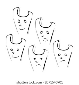 A cartoon of spanner with different facial expression