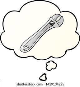 cartoon spanner with thought bubble in smooth gradient style