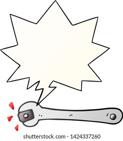 cartoon spanner turning nut with speech bubble in smooth gradient style
