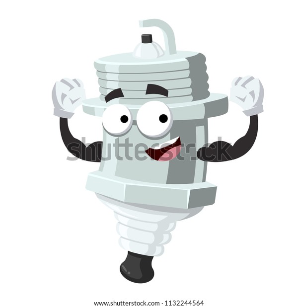 Cartoon Spark Plug Mascot Shows Strength Stock Vector (Royalty Free ...