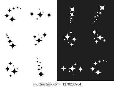 Cartoon sparkling stars set. Vector illustration