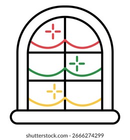 Cartoon Sparkling Window Vector Icon for Clean Home Interior Design