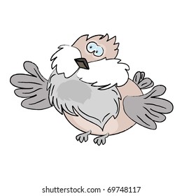 Cartoon Sparrow. Vector illustration on white background.