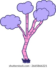Árbol escaso de la historieta en color de neón brillante