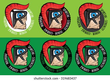 cartoon spartan warrior profile with helmet 