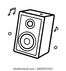 Cartoon Speaker with Music Notes
