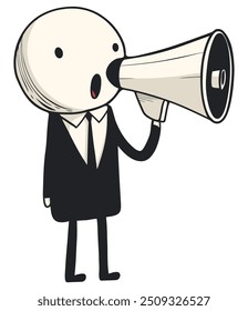 Cartoon Speaking on a Mic. Flat Vector Illustration