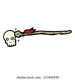 cartoon spear in skull