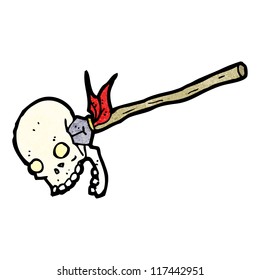 cartoon spear in skull