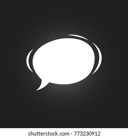Cartoon speech balloon on chalkboard. Vintage cloud sketch. Vector illustration isolated on black background.