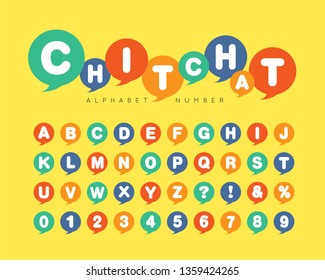 Cartoon speech bubble alphabet & number set. Dialogue font set or typographic for comics, title, headline, poster, sosial media, or infographic design. 