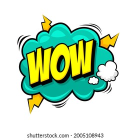 cartoon speech bubble comic with WOW text on cloud