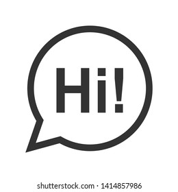 Cartoon Speech Bubble or Dialogue Balloon with The Word "Hi" Greeting Icon for Comic Apps and Websites.