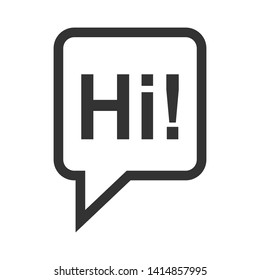 Cartoon Speech Bubble or Dialogue Balloon with The Word "Hi" Greeting Icon for Comic Apps and Websites.