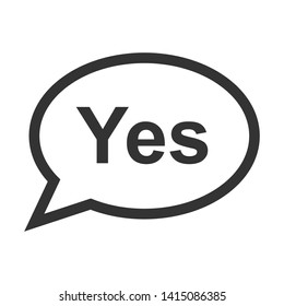Cartoon Speech Bubble or Dialogue Balloon with The Word "Yes" Greeting Icon for Comic Apps and Websites.