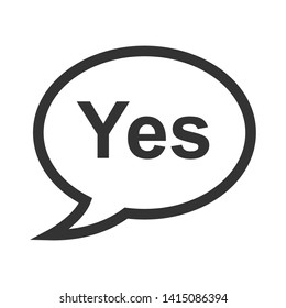 Cartoon Speech Bubble or Dialogue Balloon with The Word "Yes" Greeting Icon for Comic Apps and Websites.