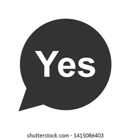 Cartoon Speech Bubble or Dialogue Balloon with The Word "Yes" Greeting Icon for Comic Apps and Websites.