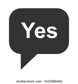 Cartoon Speech Bubble or Dialogue Balloon with The Word "Yes" Greeting Icon for Comic Apps and Websites.