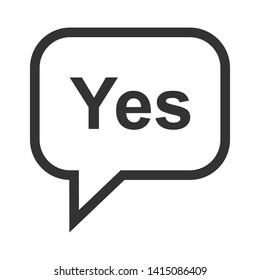 Cartoon Speech Bubble or Dialogue Balloon with The Word "Yes" Greeting Icon for Comic Apps and Websites.