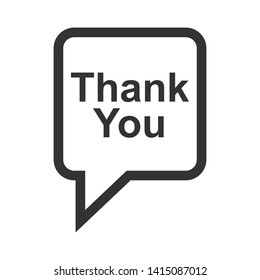 Cartoon Speech Bubble or Dialogue Balloon with The Word "Thank You" Greeting Icon for Comic Apps and Websites.