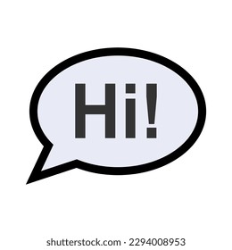 Burbuja del discurso de caricatura. Globo de diálogo con la palabra "Hi". Icono de saludo para aplicaciones de historietas y sitios web.